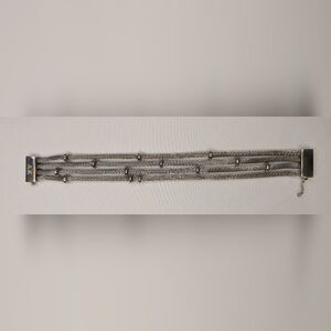 Vintage Anne Klein AK Silver Tone Multi Strand Mesh Statement Bracelet 7.4”